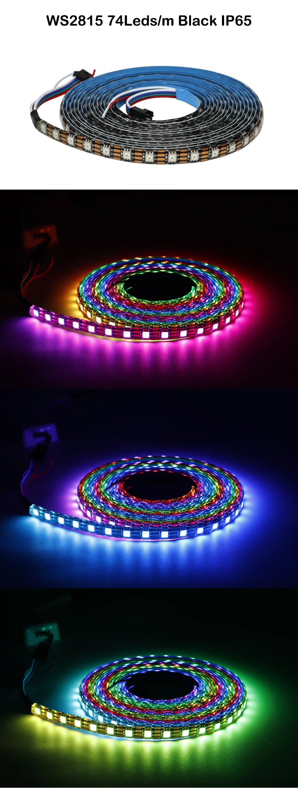 DC12V WS2815 5050 Smart RGB Pixels LED Strip DC5V WS2812B Individually Addressable IC 30/60/74/96/144/Leds/M WS2812 Tape Light