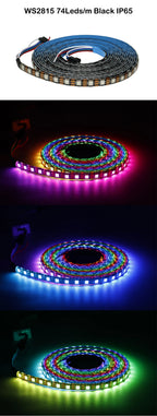 DC12V WS2815 5050 Smart RGB Pixels LED Strip DC5V WS2812B Individually Addressable IC 30/60/74/96/144/Leds/M WS2812 Tape Light