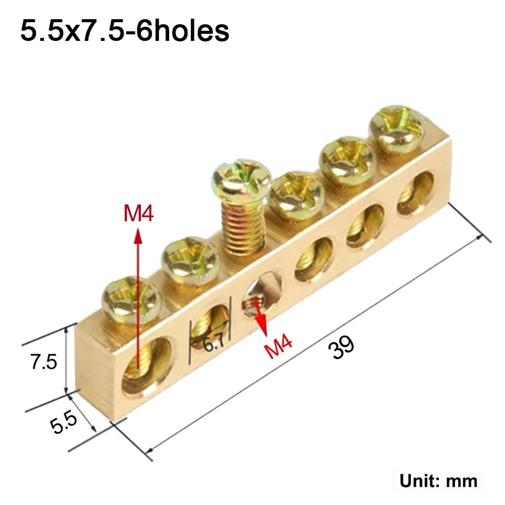 Copper Wire Connector Multi-specification With Hole Screw Copper Bar Terminal Brass Row Junction Box Power Distribution Cabinet