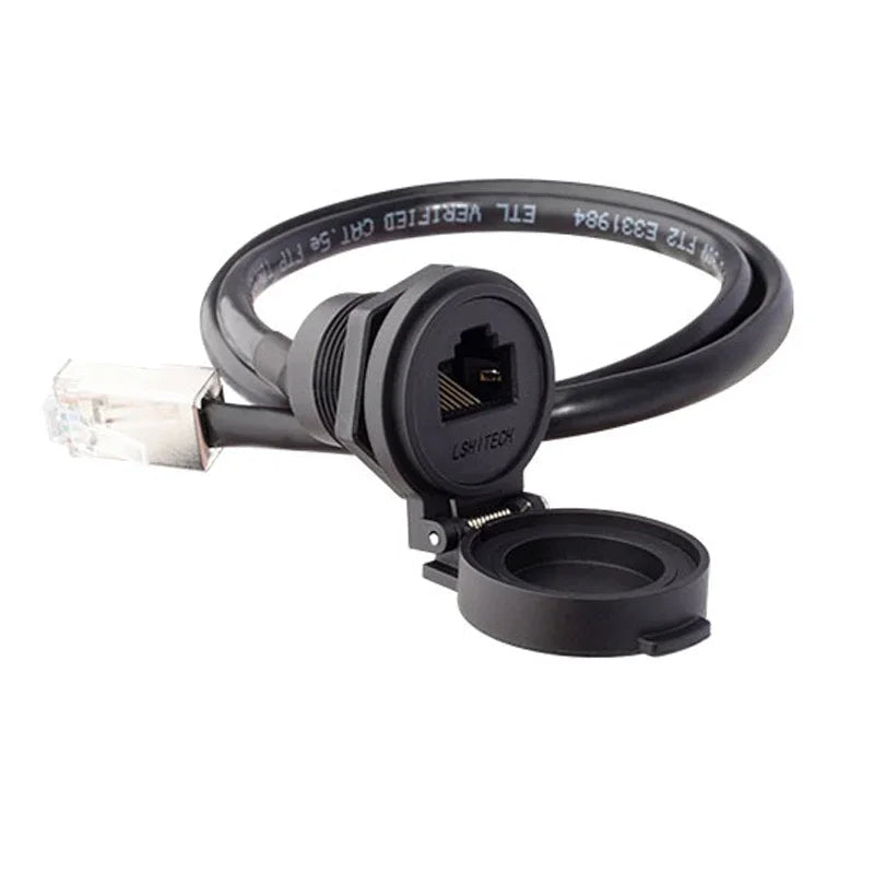 LR22 0.1m-1m Waterproof 8P8C CAT5 CAT6 Network LAN Cable RJ45 Ethernet Connector Circular Aviation Female Socket Panel Mounting