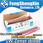 2500pcs/lot 1W Zener diode DO41 3.3V-24V 1N4728A 1N4730A 1N4732A 1N4733A 1N4735A 1N4736A 1N4738A 1N4740A 1N4742A 1N4744A 1N4749A