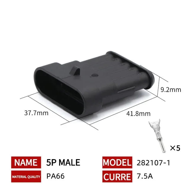 20/50/100Sets 1.5 Series AMP Automobile Connectors 1/2/3/4/5/6 Pin Super Seal Waterproof  Electrical Wire Connector PA66 Nylon