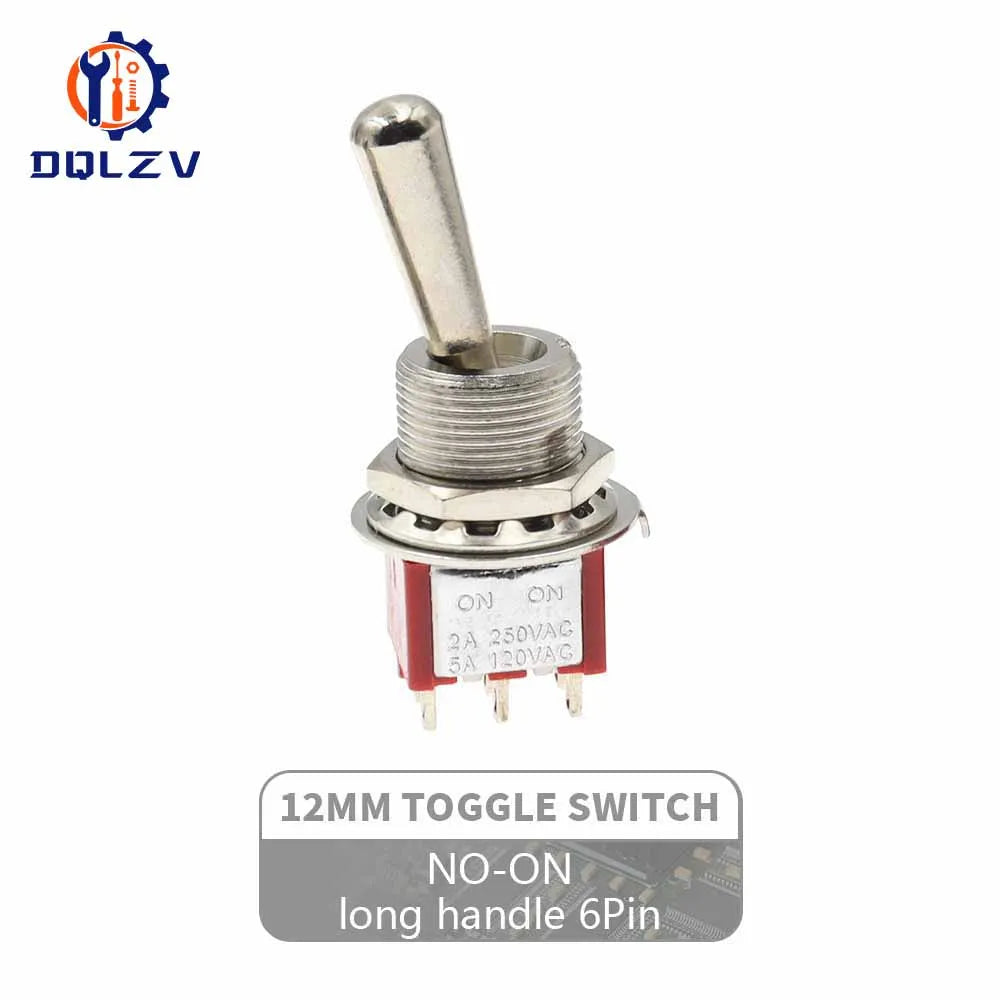 Red Mini 3pin 6pin 6mm 2/3 Position Self-resetting Toggle Switches ON-(ON)DPDT Mini Toggle Switches 6A/125V 3A/250V MTS