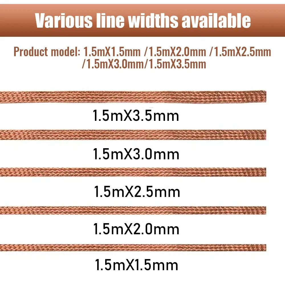1.5M Length Welding Wires Desoldering Mesh Braid Tape Copper Welding Point Solder Remover Wire Repair Tool for Soldering