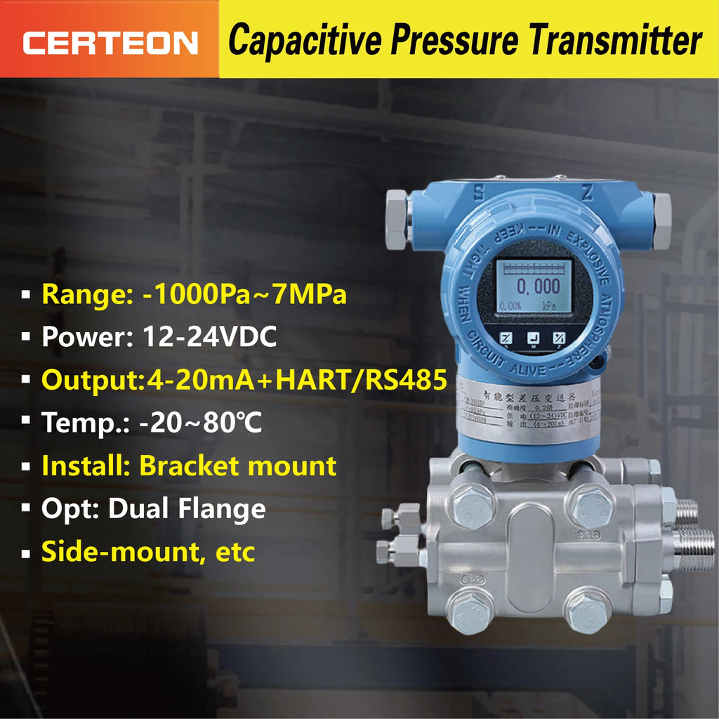 3051DP Differential Pressure Transmitter 4-20mA+HART Explosion Proof Digital Sensor for Industrial Automation