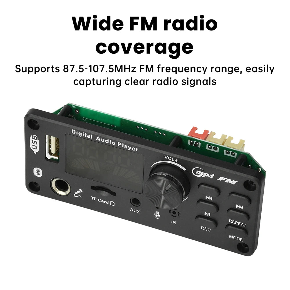DC 7-24V MP3 Audio Decoder Module Bluetooth 5.0 Lossless Amplifier Decoder Board Music Playback Volume Controller 87.5-107.5MHz