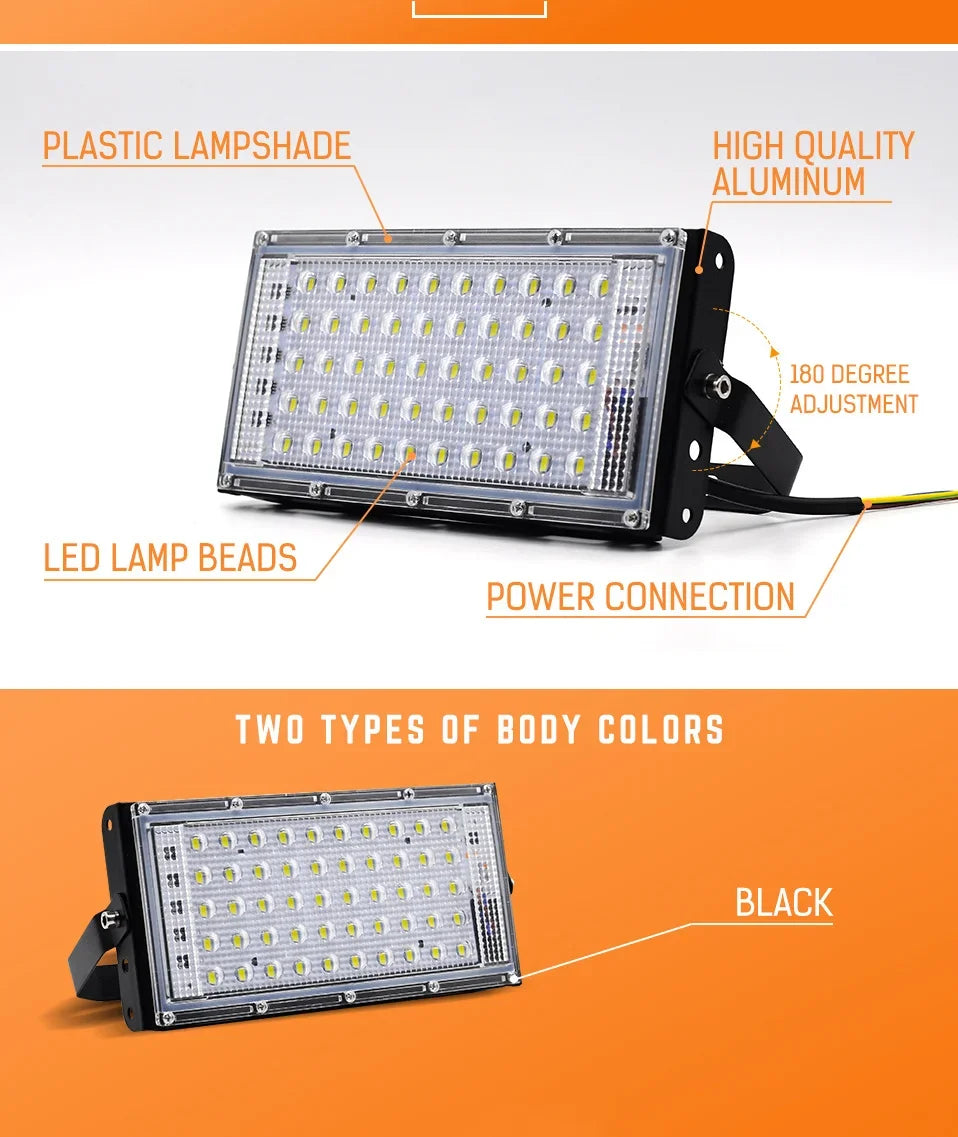 50W LED RGB Flood Light AC220V Outdoor Floodlight IP66 Waterproof Reflector Spotlight Red Green Blue 3 Color For Garden Lighting