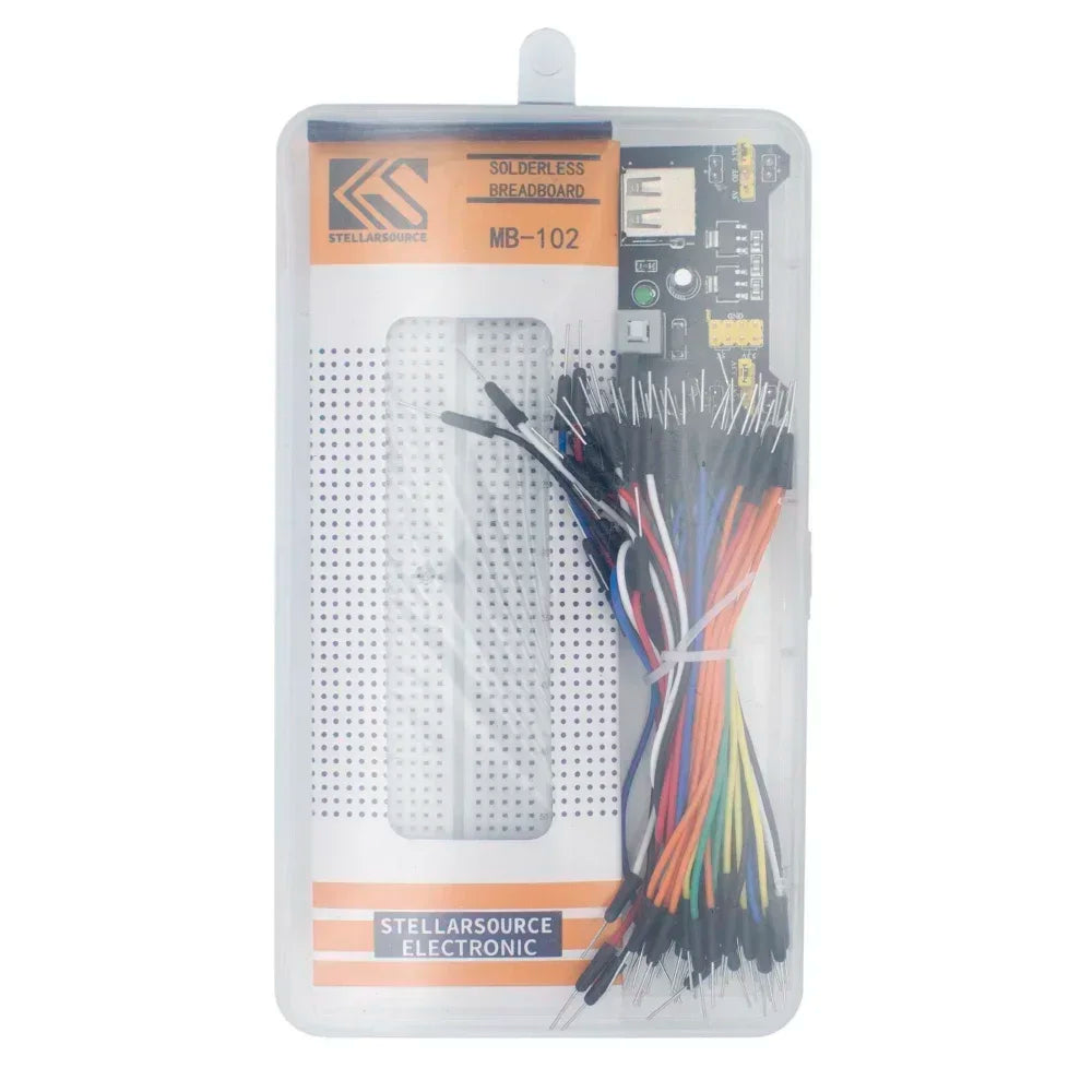 MB-102 Breadboard 400 830 Points Solderless PCB Prototype Board MB102 Power Module 65 Flexible Jumper Wires Test Develop DIY Kit