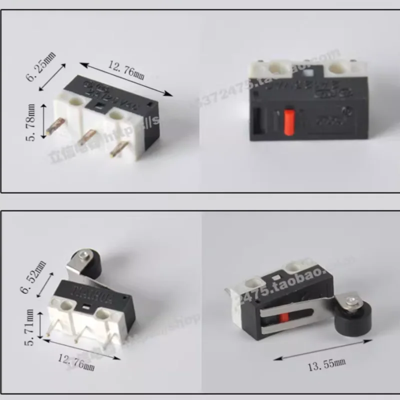 10PCS KW10 Miniature Limit Switches, Mouse Micro Motion 1A, 125/250V Self Resetting Switch
