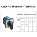 OMCH 1PCS Silver Contact LW26-20/32/63 Universal Switch 3 Position 1-0-2 1/2/3/4 Poles 440V 4/8/12/16Terminals Rotary Cam Switch