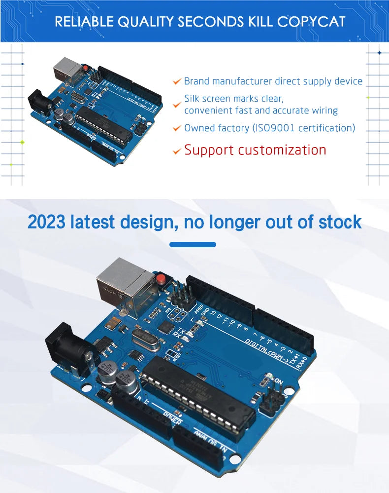 Compatible with Arduino Uno R3 Development Board ATmega328P Microcontroller Module Main Control Board Multicolor USB-B Cable