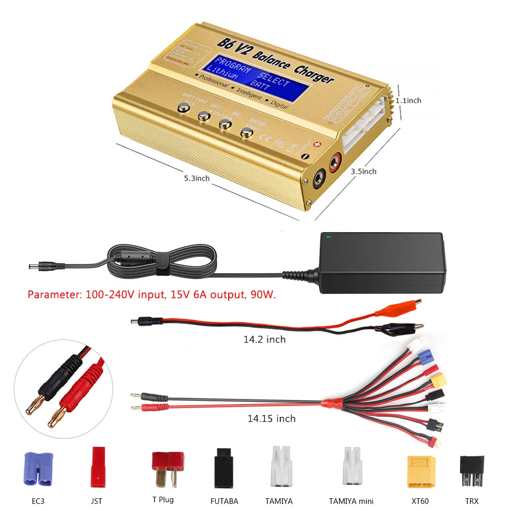 HTRC IMAX B6 V2 Balance Charger  80W Professional Digital Discharger For LiHV LiIon LiFe NiCd NiMH PB Battery RC LiPo Charger