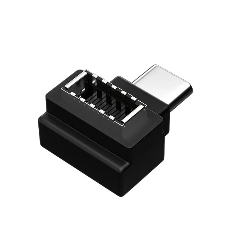 USB Header Adapter USB TYPE-E Female 90 Degree Converter Adapter Chassis Front TYPE C Plug-In Port Computer Motherboard