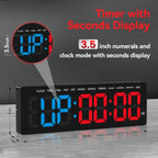 Gym Timer 3.5" Large LED Display Wall Clock Gym Interval Workout  Count Down & Up  Stopwatch Digital Timer for Fitness Home