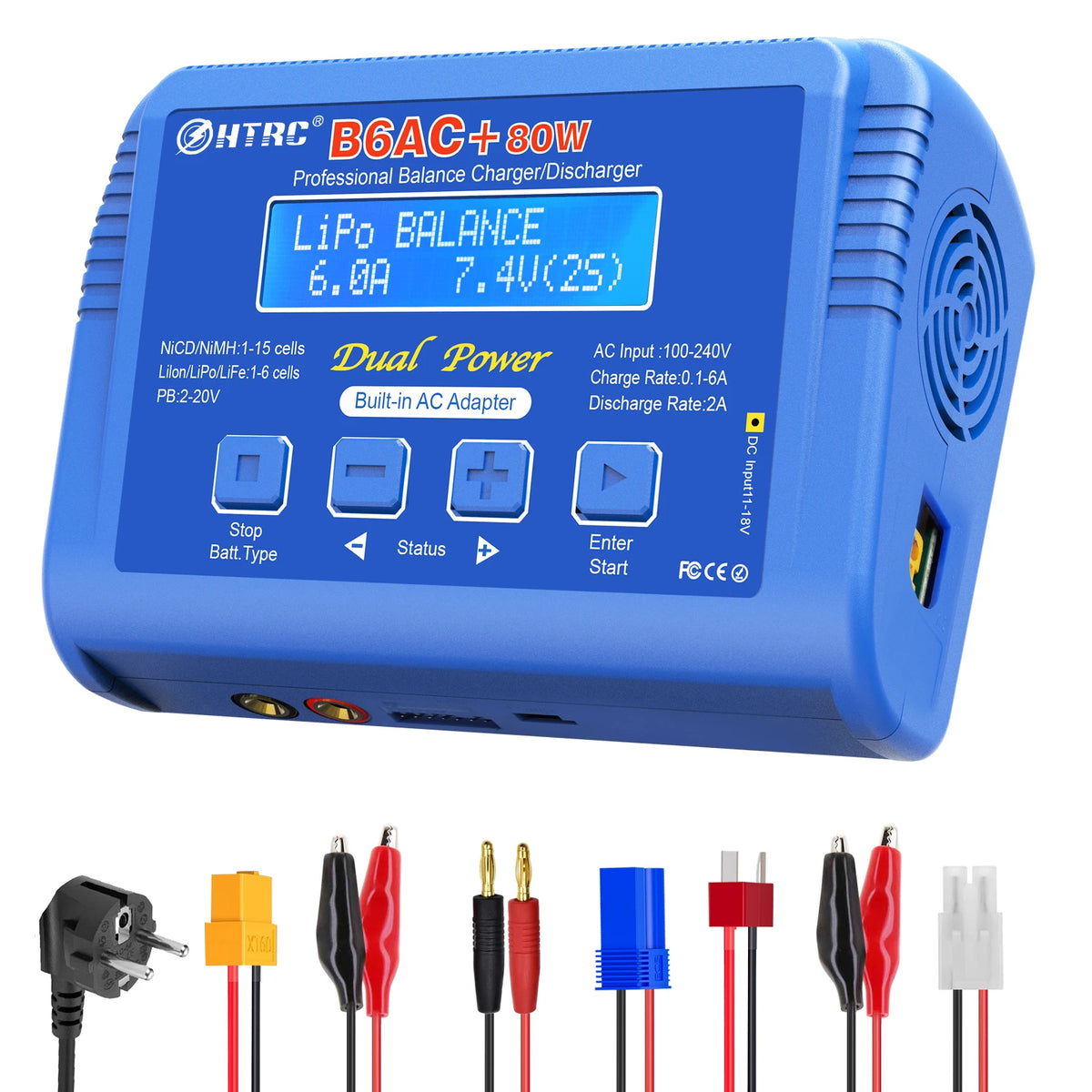 IMAX B6 80W Multi-function Battery Charger For Lipo Li-ion LiFe NiMh Ni-Cd PB XT60 Tamiya RC Balance Discharger+15V 6A Adapter