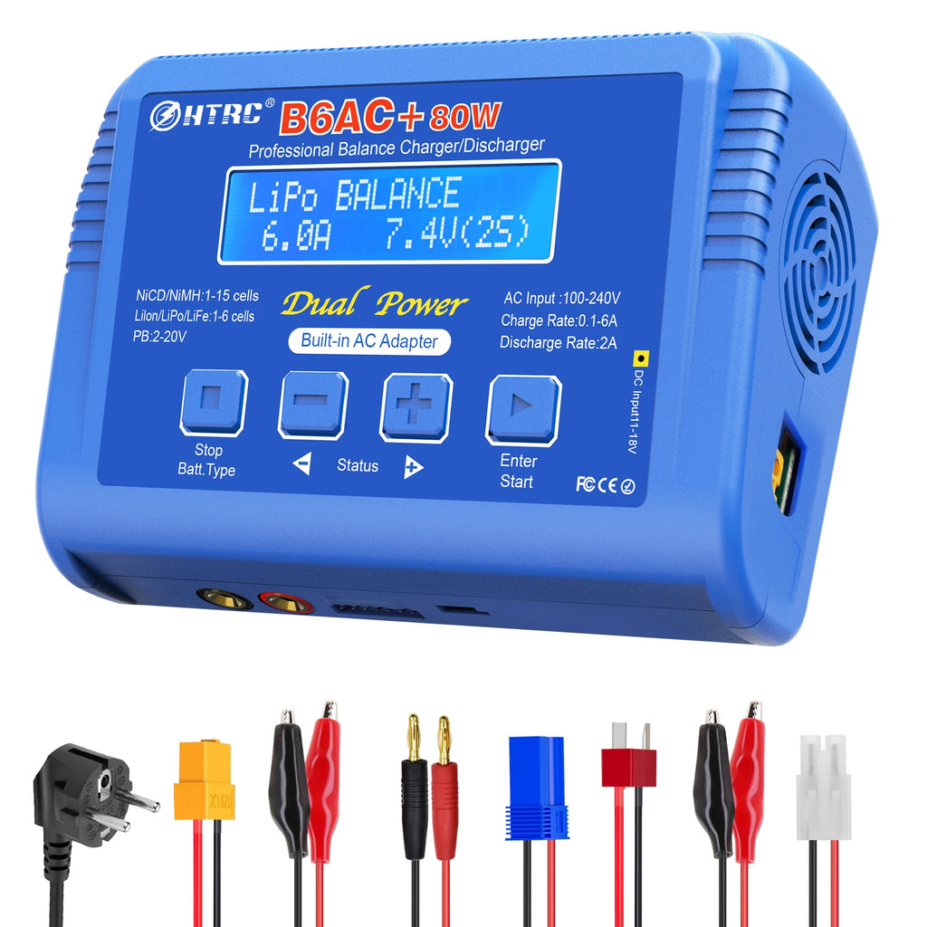 IMAX B6 80W Multi-function Battery Charger For Lipo Li-ion LiFe NiMh Ni-Cd PB XT60 Tamiya RC Balance Discharger+15V 6A Adapter
