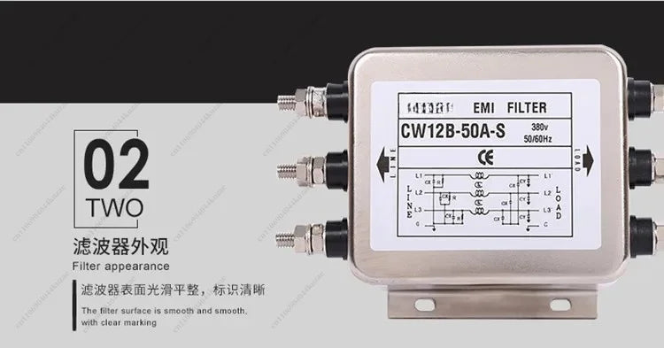 CW12B-60A-S EMI Filter, 380V Three-phase 3/4-wire AC Anti-interference Filter for Servo and Inverter