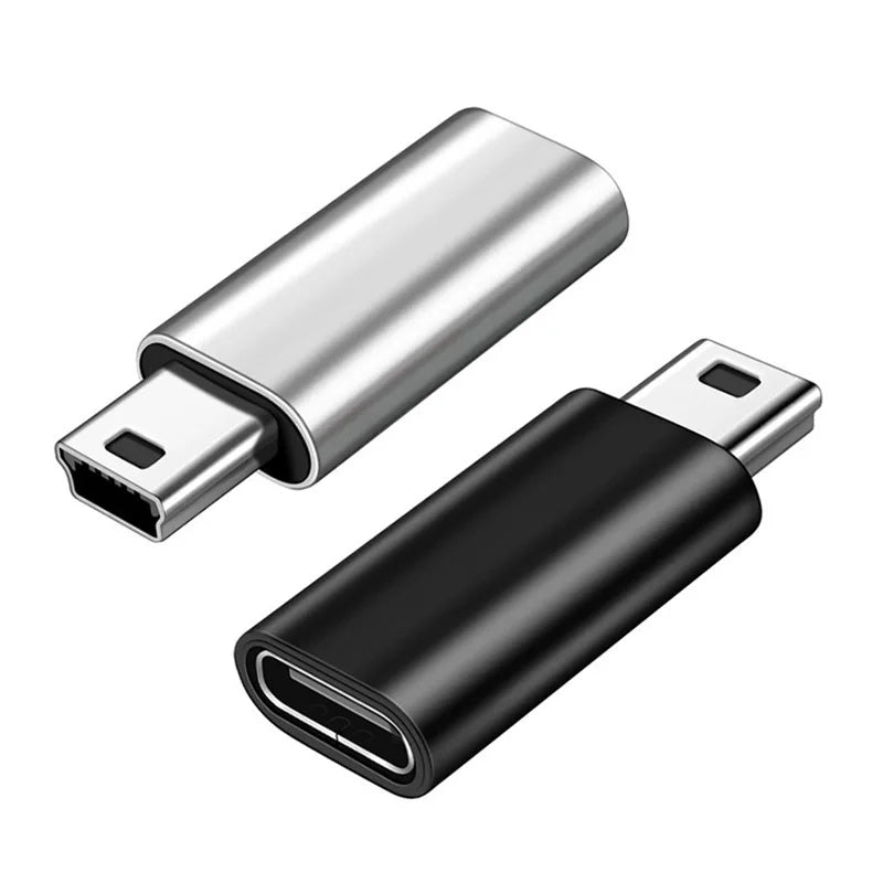 Mini USB to Type C Adapter 5 Pin Male Mini USB to Female USB Type C Data Transfer Connector for GoPro MP3 Camera PC Conventer