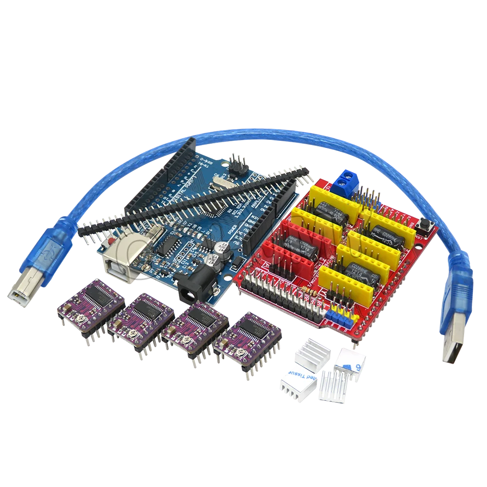 CNC Shield DRV8825 V3 V4 Engraving Machine 3D Printer/ A4988 Driver Expansion Board For Arduino + NANO 3.0 UNO R3 With USB Cable