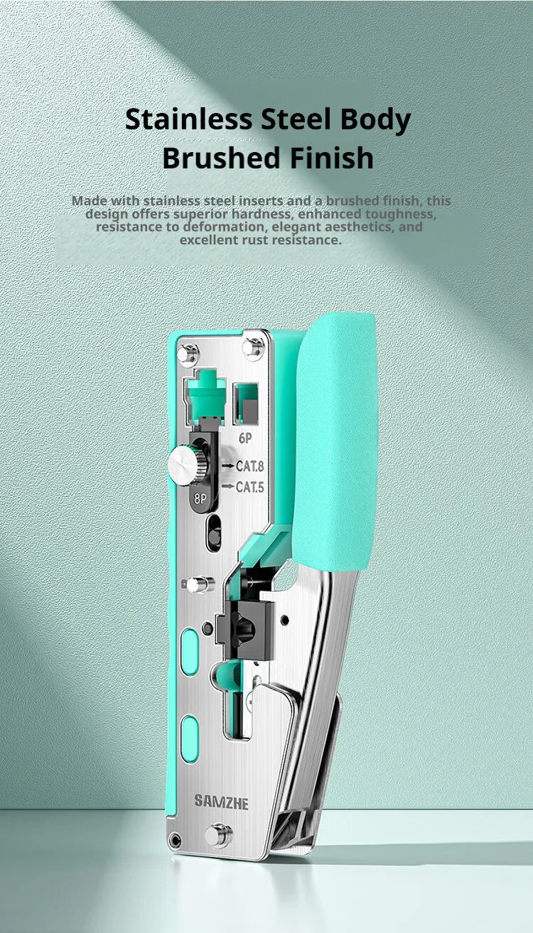 SAMZHE RJ45 Crimp Tool Crimper Cutter for Cat5e/6/7/8 8P 6P Modular Connector Ethernet All-in-one Wire Tool ﻿Ethernet Modular