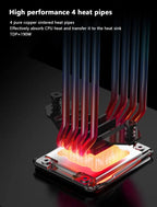 Power Train X-Gamerx Z-1300 9cm with Digital Temperature Display Four Heat Pipe CPU Air Cooler ARGB LGA1700 1200 115X AM4 AM5