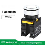 30mm Button Switch Waterproof Momentary Reset Self Locking Power Push Button Switch Flat Head 10A 1NO 1NC 2NO Red Green Yellow