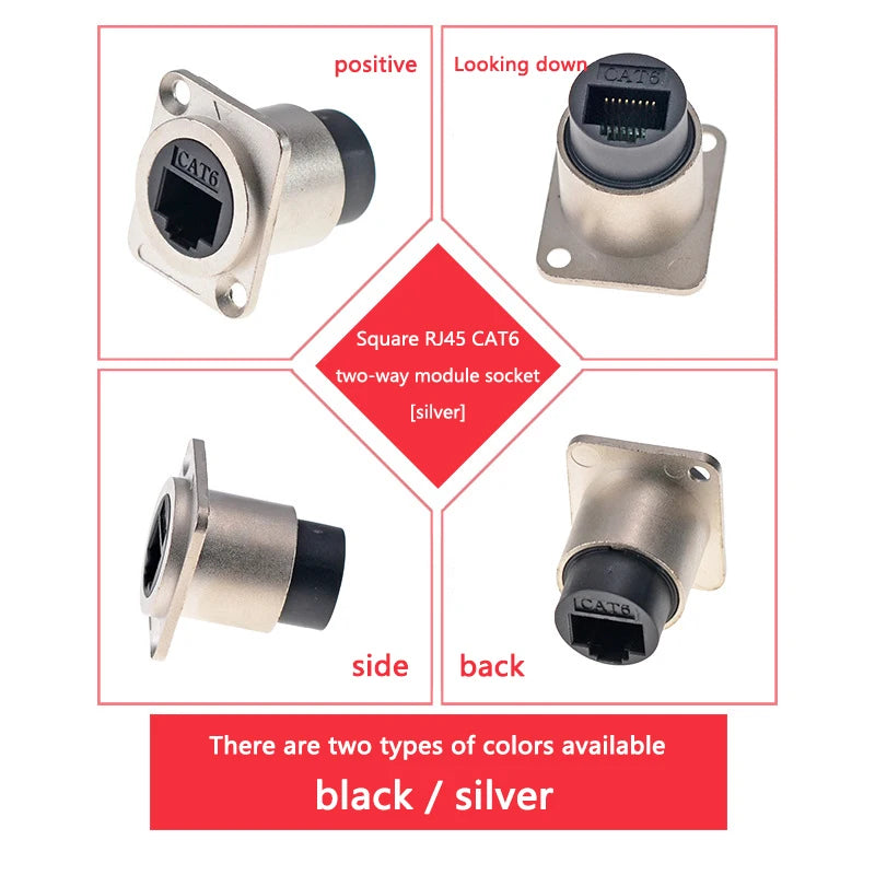 1pc Metal D Type Module RJ45 CAT6&USB 2.0/3.0&Type C&HDMI-Jack Socket Through Network Panel Mounting Electronic Connector