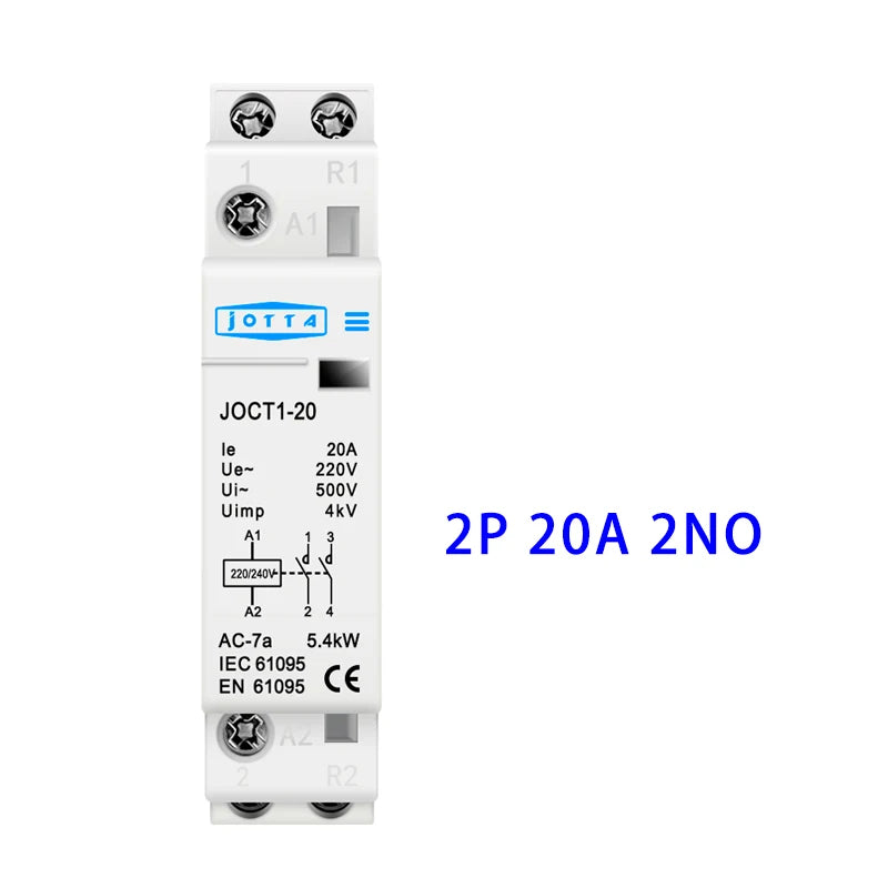 2P 16A/20A/25A  220V/230V 50/60Hz Din Rail Household AC Contactor 1NO 1NC/2NO/2NC For Smart Home