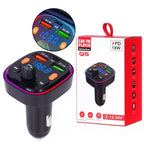 Wireless Car Bluetooth 5.0 FM Transmitter Radio Adapter RGB Light PD Fast Charger 3 Ports Hands-Free Call Bass Boost MP3