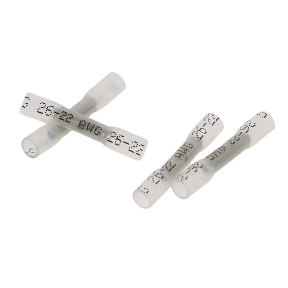 100Pcs 26-24 AWG Heat Shrink Butt Connectors Marine Grade Clear Waterproof Butt Splice Insulated Crimp Terminals Kit Marine
