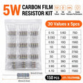 Carbon Film Resistor Kit 1/8W 1/4W 1/2W 1W 2W 3W 5W 5% 4 Band Through Hole Axial Lead Resistor DIY Electronic Components