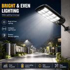 Large Solar Street Light Three-Panel LED with Human Motion Sensor Auto On Off Dusk to Dawn High Efficiency Solar Panel Super Bright Wide Angle Illumination IP65 Waterproof Wireless Security Lamp for Courtyard Driveway Garden