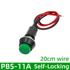 PBS-11A Self-locking Latching Switches 12mm PBS-11B Self-Reset Momentary Switches 2Pins 12mm Push Button Switch with Wire 20cm
