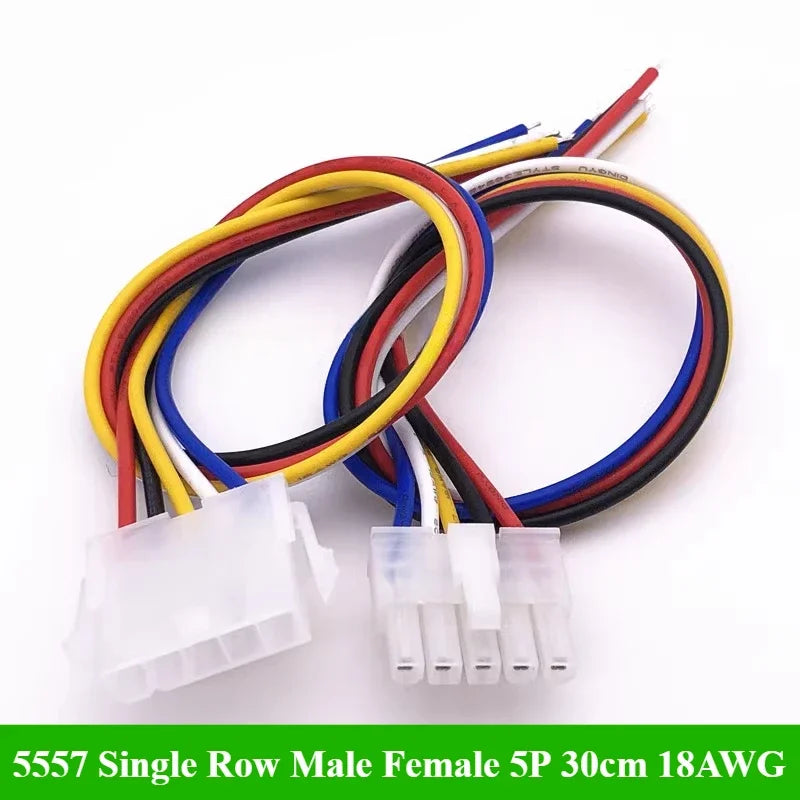 1/5/10Set Mini-Fit 4.2mm Automobile Harness Connector 5557 Single Row 2/3/4/5/6P Male Female Plug Socket Wire Length 30cm 18AWG