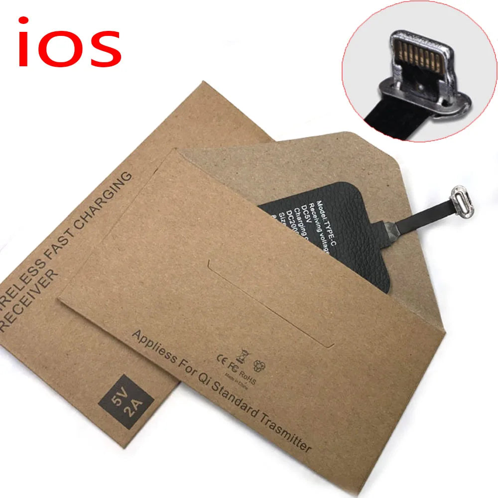 Max 10W 5V 2A Wireless Charging Receiver Coil Universal Type-C Micro USB for iPhone 5 6 7 Samsung A53 5G Xiaomi