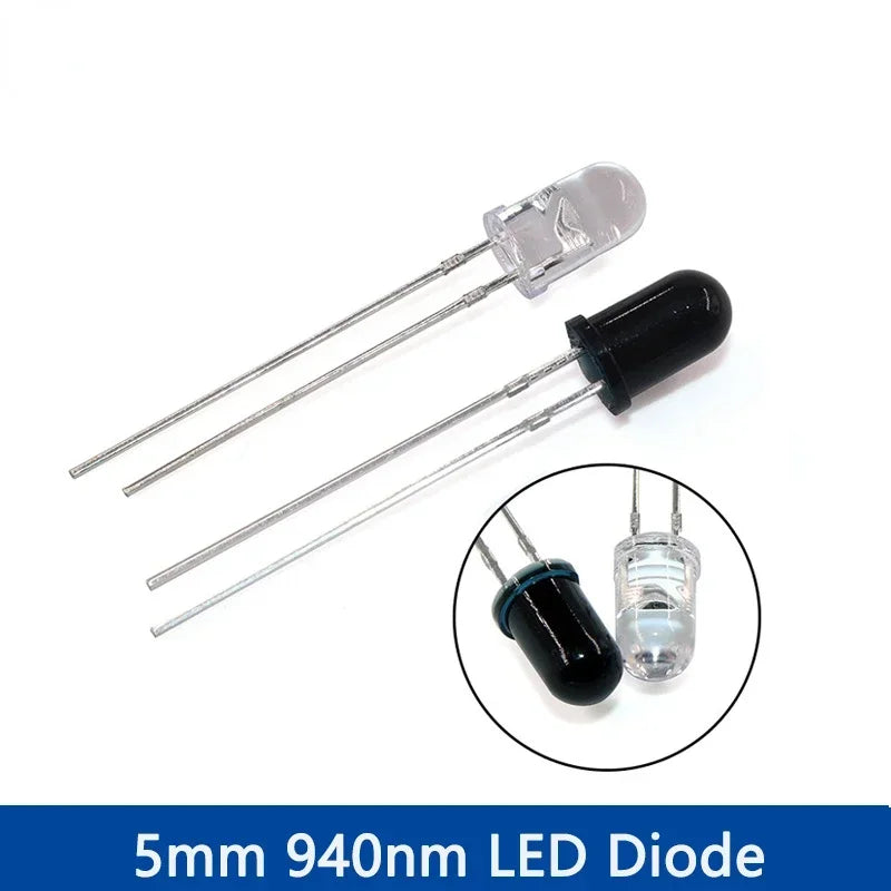 10 Sets Infrared LED Emitter & Receiver Kit 3mm(F3) 5mm(F5) 940nm Diodes 1.4-1.6V 20mA for Sensor Remote Control Projects