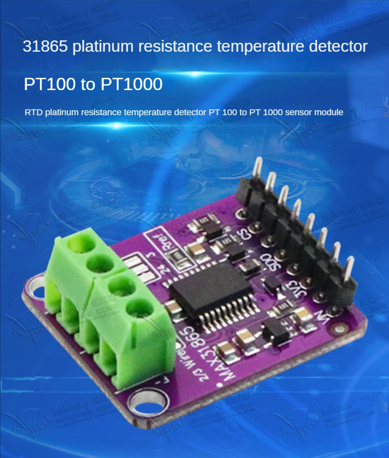 1PCS MAX31865 Temperature Sensor Module GY-MAX31865 RTD Digital Conversion Module Electronic DIY Board PT100-PT1000 for Arduino