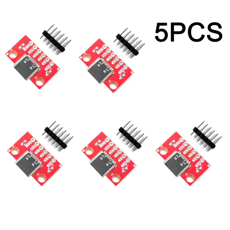 5PCS USB Type C Connector Board 3.1 Serial Basic Breakout Female  Board Red Adapter With Row Needles