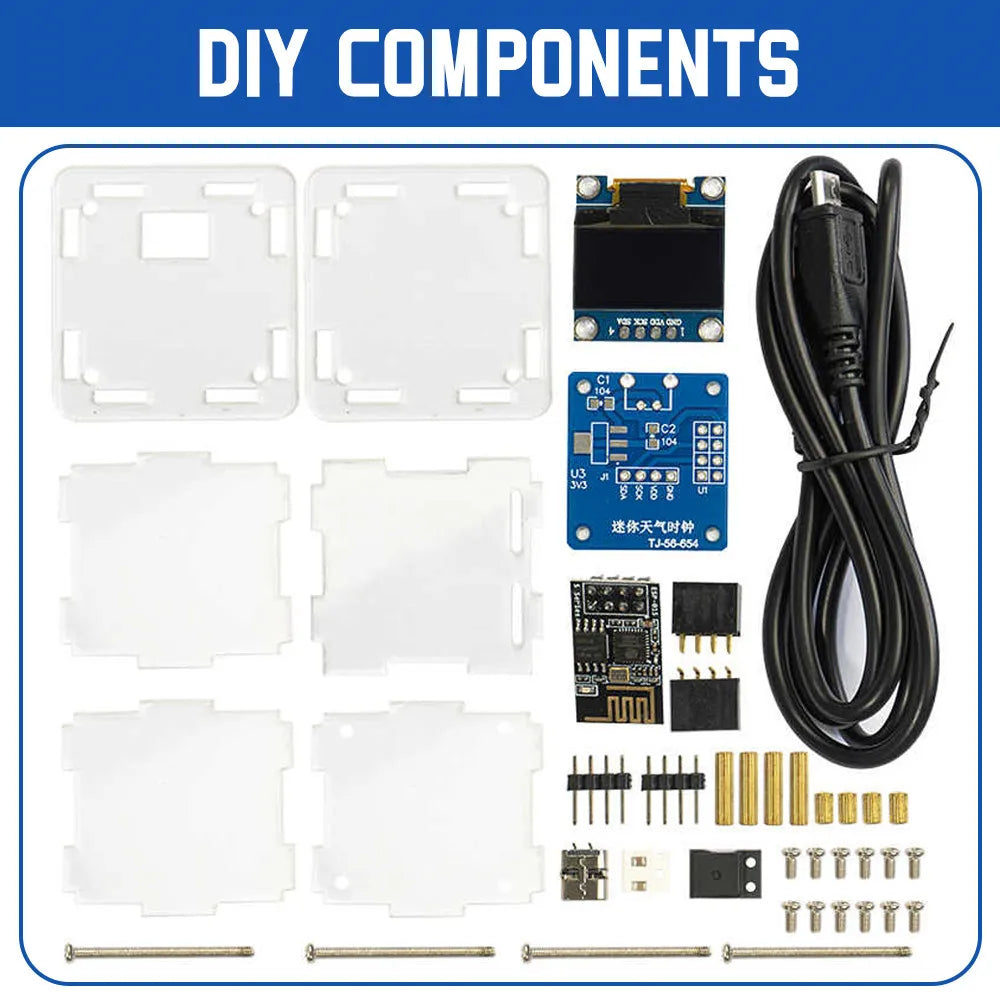 ESP8266 MINI Weather Clock WIFI Digital Clock DIY Soldering Kit Electronic Multifunctional Weather Station