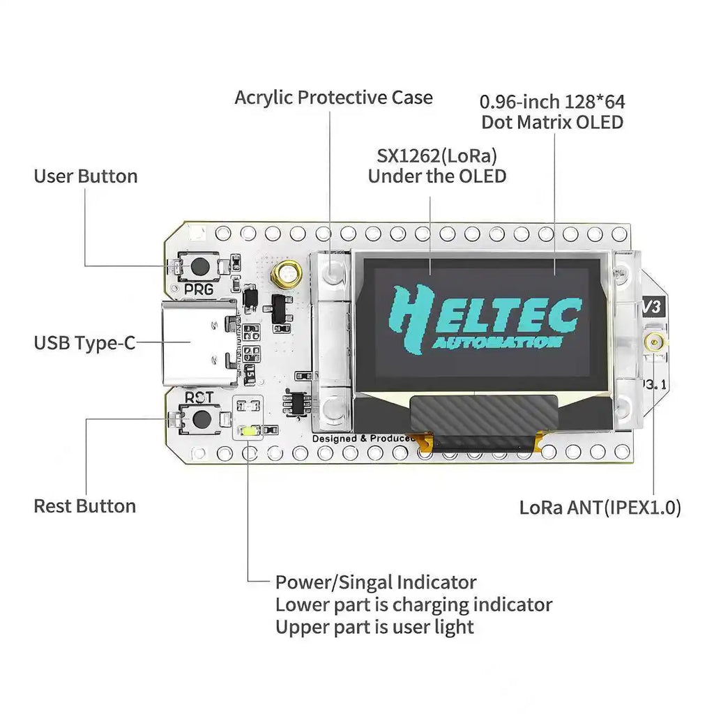 Heltec V3 ESP32-S3 Development Board Meshtastic Integrates WiFi Bluetooth LoRa SX1262 0.96 inch OLED Display For Arduino IoT