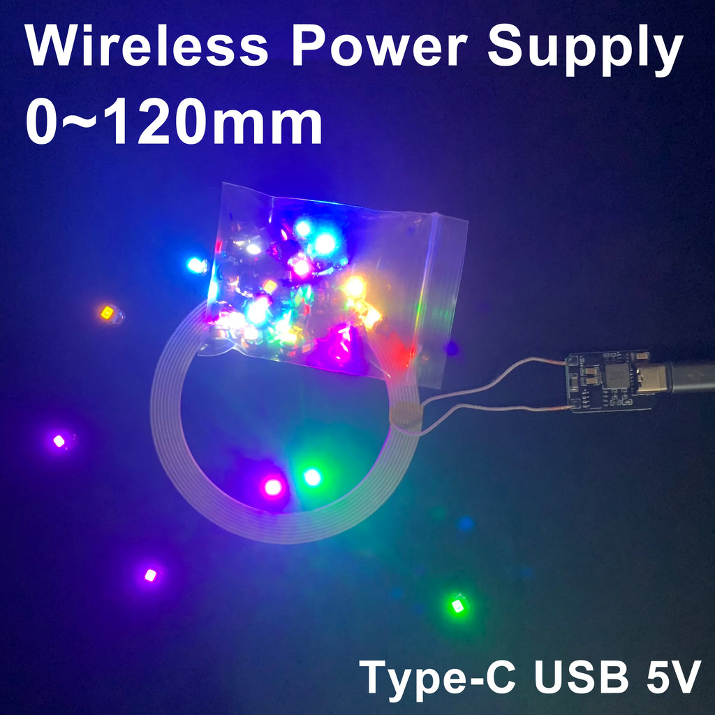 [ 0-120mm Wireless Power Supply ] USB 5V Wireless Transmitter Coil Induction 5PCS Receiver LED Light Lamp DIY Model Gundam Toys