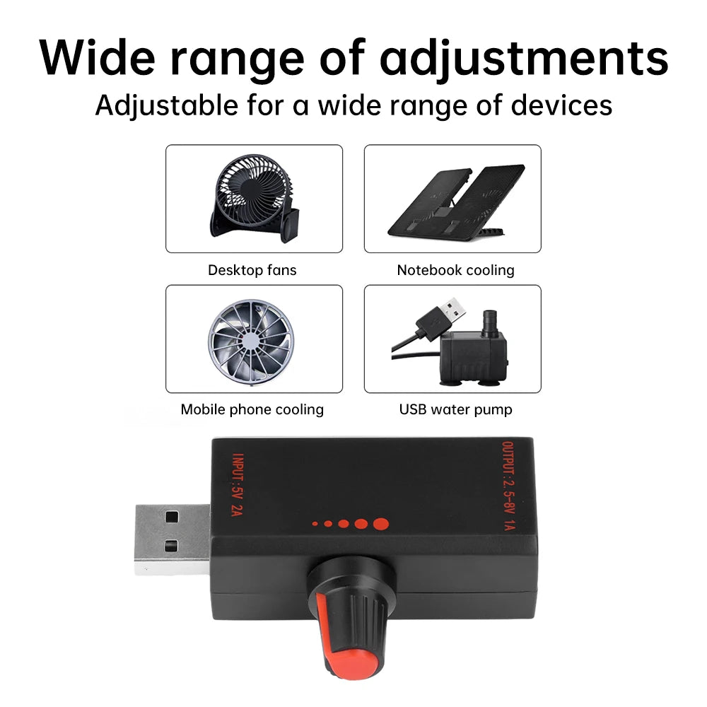 5W DC5V2A Fan Speed Controller Induction Speed Controller with Switch USB Protection Type-C USB Laptop Cell Phone Cooling