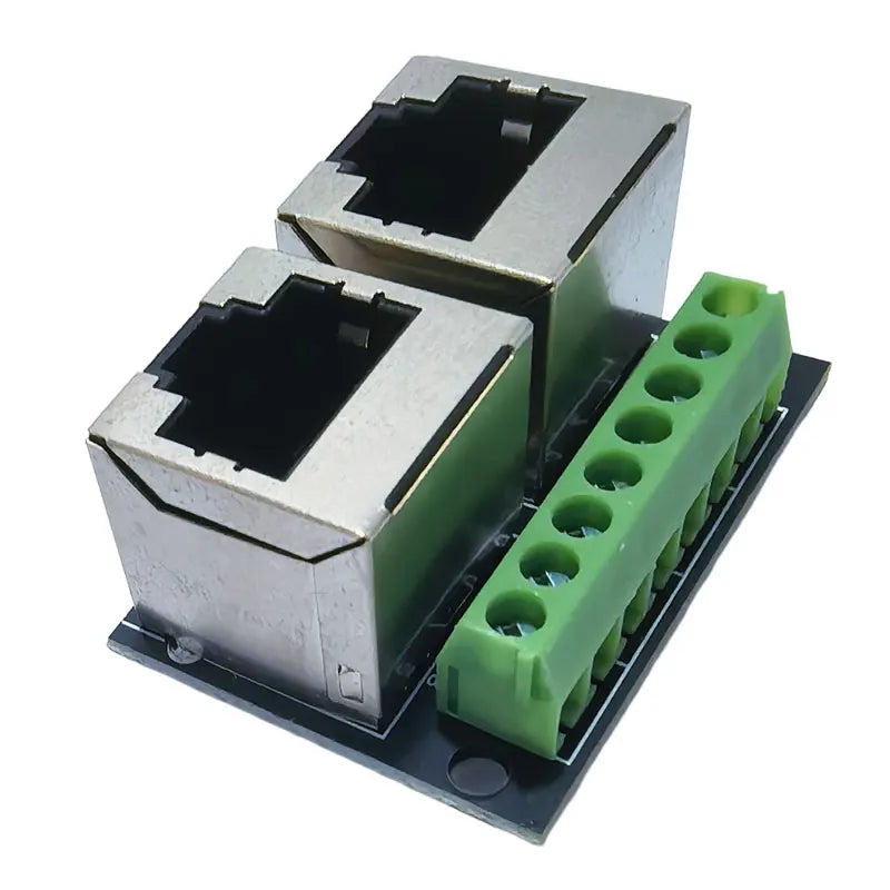 2 Ports RJ45 Female to 3.5mm 8P Screw Terminal Ethernet Adapter Board LAN Port Wiring Terminal Breakout Module