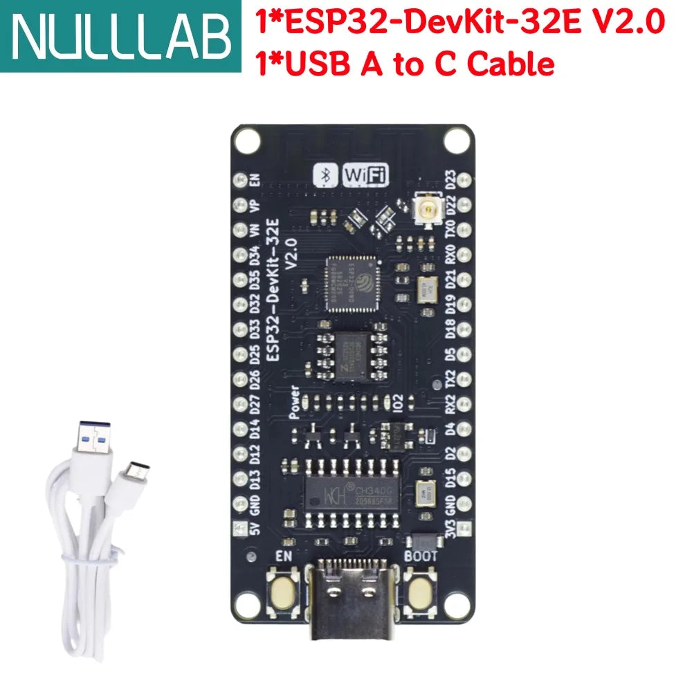 Upgraded ESP32 Development Board with USB-C Port, Equipped ESP32-D0WD-V3 Chip and 4MB Flash, 2.4GHz WiFi + BLE & Classic Bluetoo