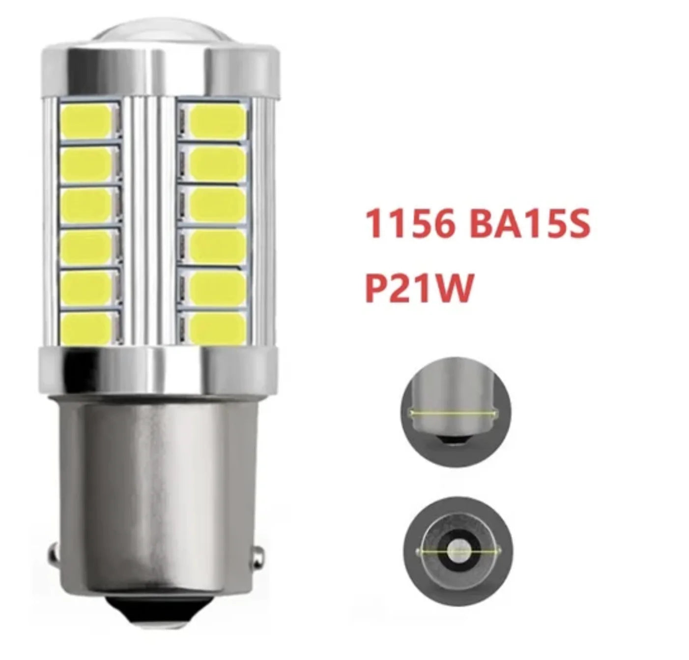 2x 1156 LED Bulbs BA15S BAY15D, 33SMD 5630/5730 P21W PY21W P21/5W 12V for Signal & Reverse Lights
