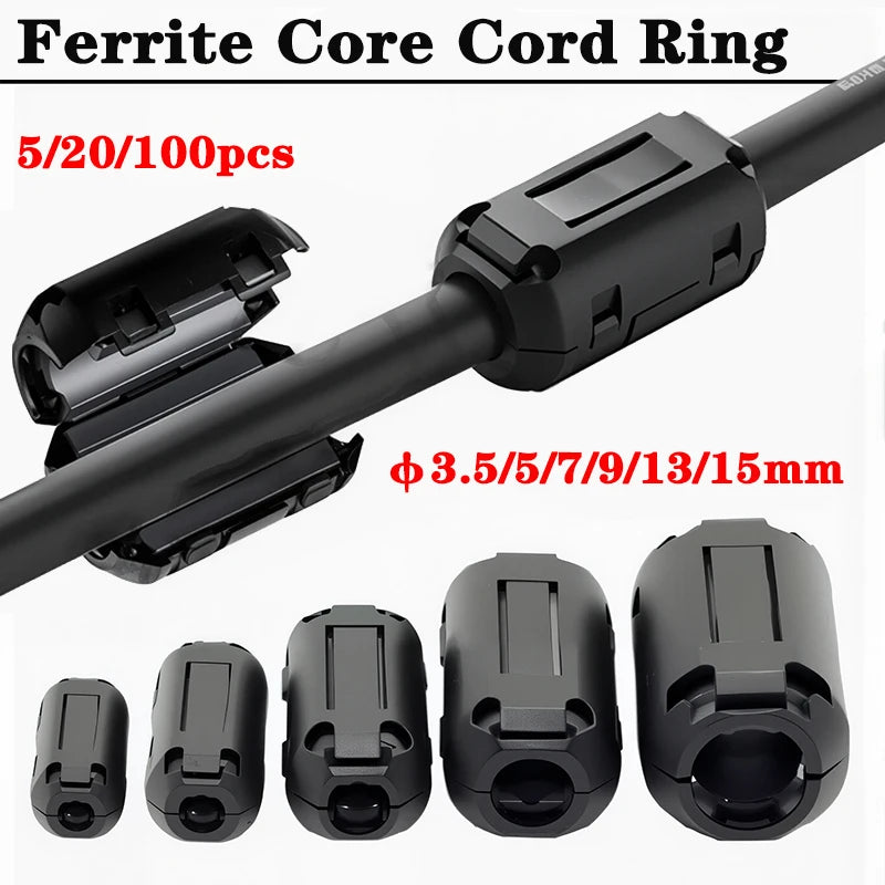10Pcs High - Performance Ferrite Core Ring Choke 3.5/5/7/9/13/15mm Noise Suppressor for HDMI and Audio Cables Ferrite Bead Clamp