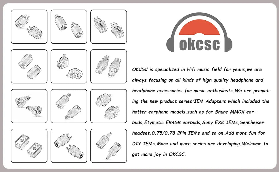 OKCSC HIFI Earphone Connecter for MMCX Female to IE900 Male Adapter for SENNHEISER IE200/IE300/IE600/IE900/AKG N5005/N30/N40