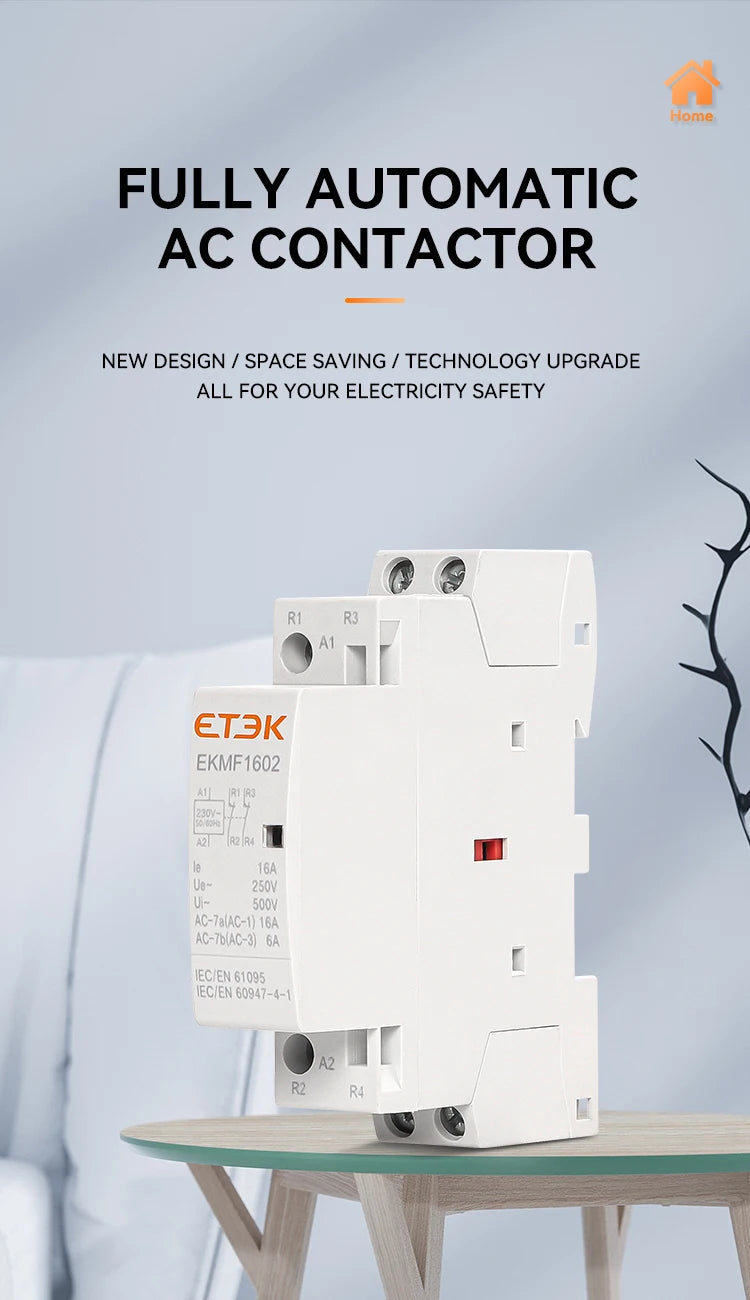 ETEK Modular Contactor Din Rail Automatic 2P 4P 230V Single-phase Three-phase 16A/20A/25A/40A/63A  EKMF
