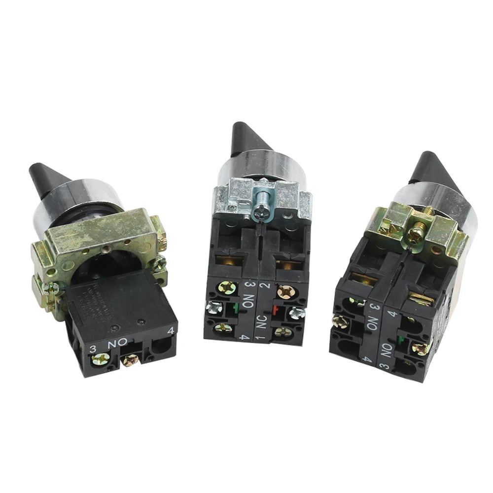 XB2-BD21 BD25 BD33 BD53 BD73 1NO/2NO/1NO1NC 2/3 position Latching self-locking selector push button switch Momentary self-Reset