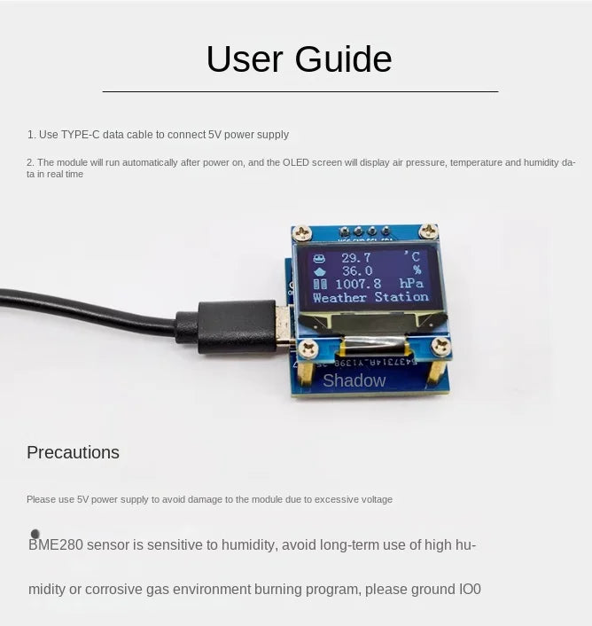 ESP8266-12F BME280 0.96-inch OLED Barometer Temperature and Humidity Module